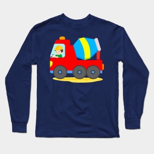 Concrete Truck Cement Mixer Construction Vehicle Boy Long Sleeve T-Shirt